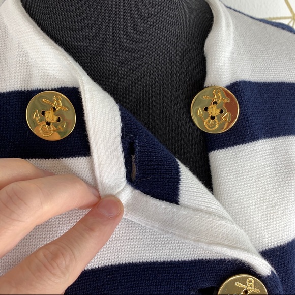Ralph Lauren Sailing Stripe Gold Button Cardigan - Picture 7 of 10